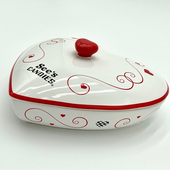 See’s Candies Holiday Sees Candies Ceramic Heart Shaped Candy Dish